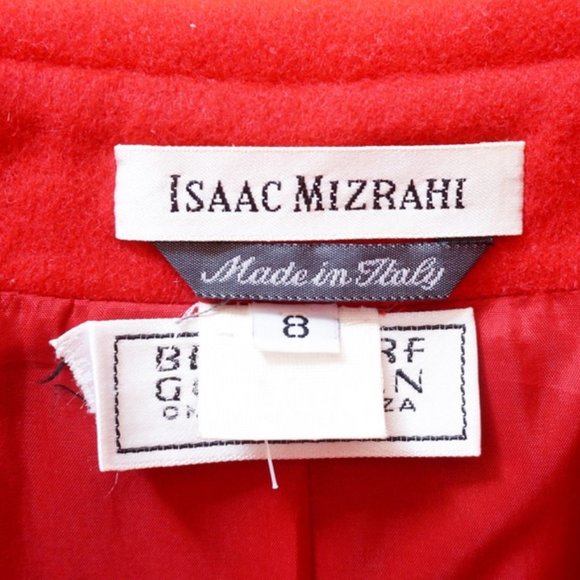 Vintage Isaac Mizrahi x Bergdorf Goodman Red Wool Double Breasted Coat - Picture 4 of 4